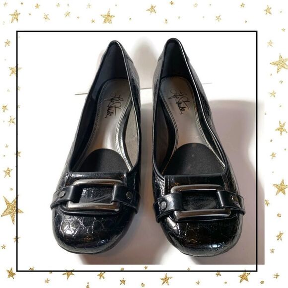 Life Stride Black Snake Patent Shoes 8 - Picture 3 of 7